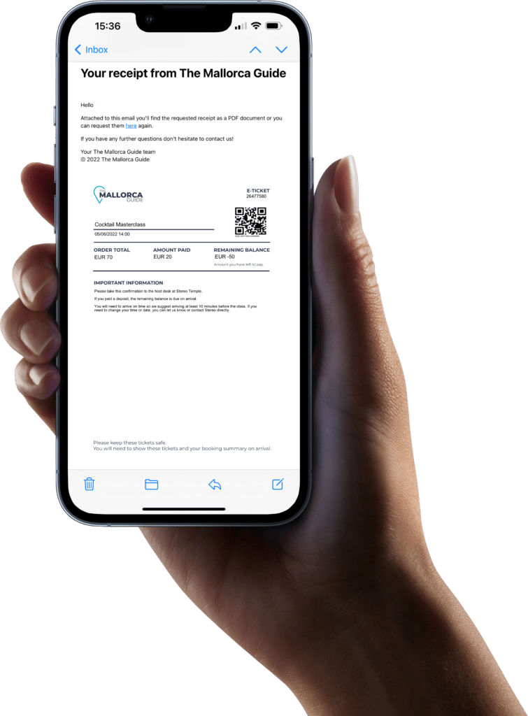 Magaluf tickets on a mobile phone