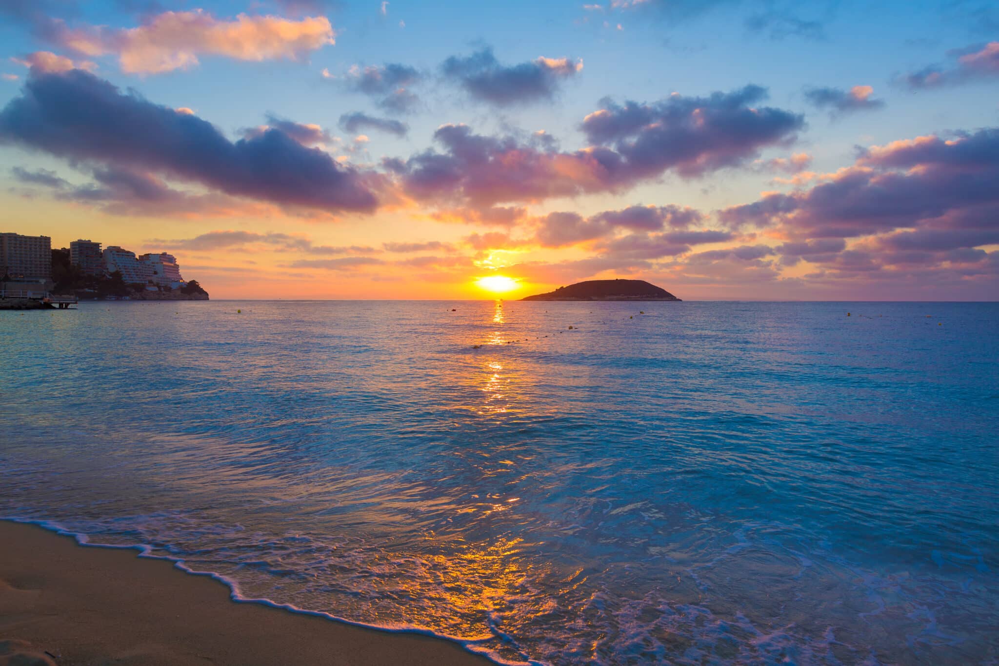 Sonnenuntergang über dem Strand von Magaluf