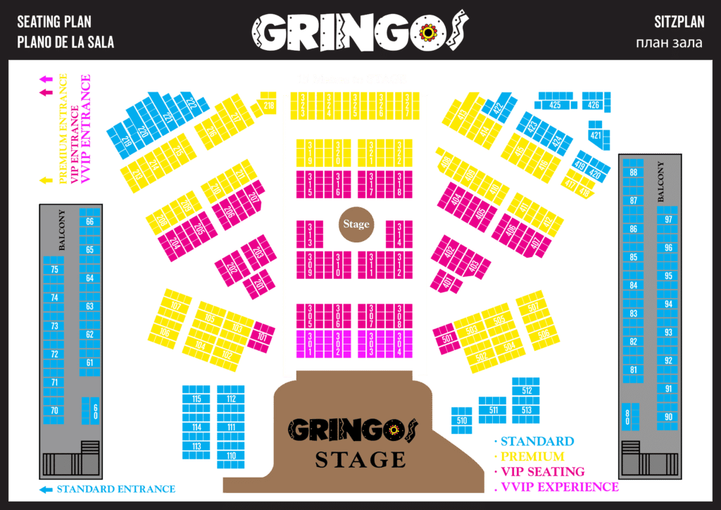 Gringos Bingo seating plan 2025