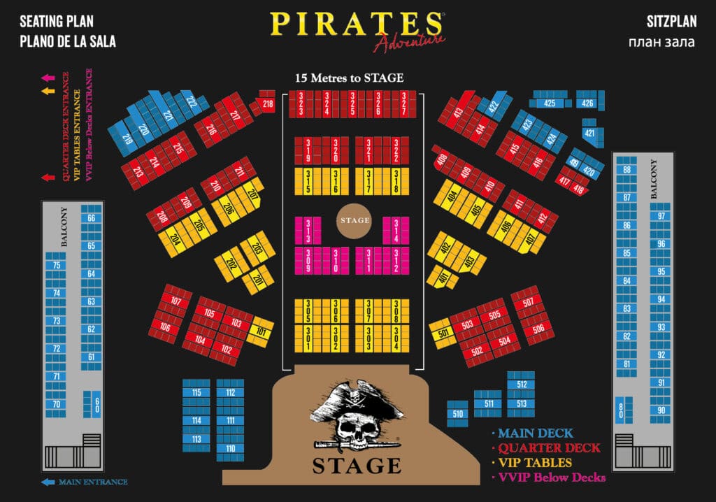 Pirates Adventure Seating Map